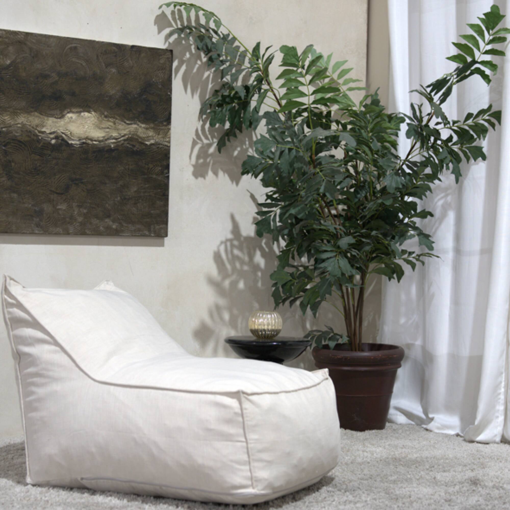 Left. GOODSILO - Comfortable Water-Resistant Fabric Bean Bag Chair for Living Room or Bedroom with Removable Cover - Khaki.