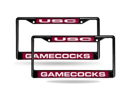 Rico Industries - South Carolina Gamecocks USC Black Metal Laser License Plate Frame - Set of 2 Frames - Multi