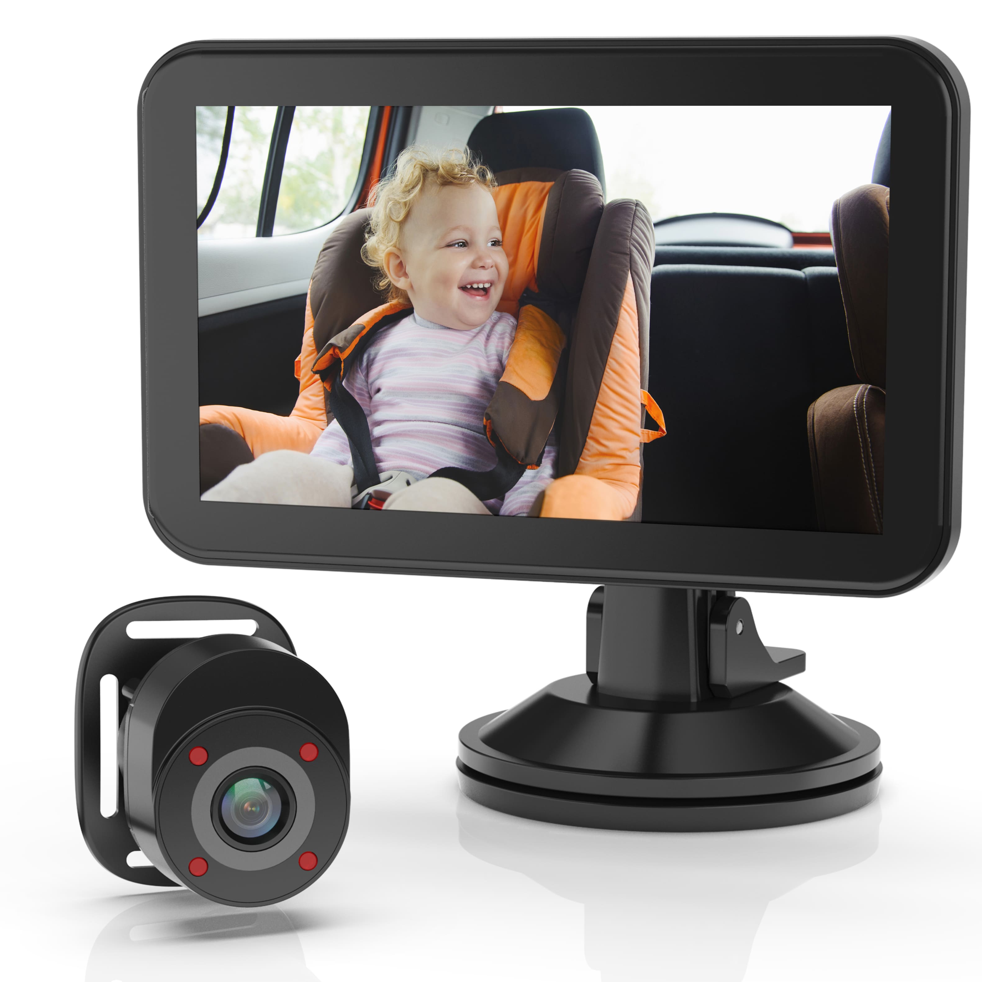 Front. Rexing - BC500 In-Car Baby Cam with Monitor – HD 1080p & Infrared Night Vision - Black.
