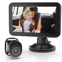 Rexing - BC500 In-Car Baby Cam with Monitor – HD 1080p & Infrared Night Vision - Black - Front_Zoom