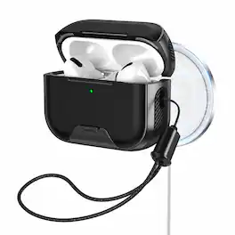 UUCOVER - Case for Apple AirPods 5 / AirPods 4 with Lanyard,Shockproof TPU+PC Armor Case Compatible with MagSafe Phone Stand Cover - Titanium+Black