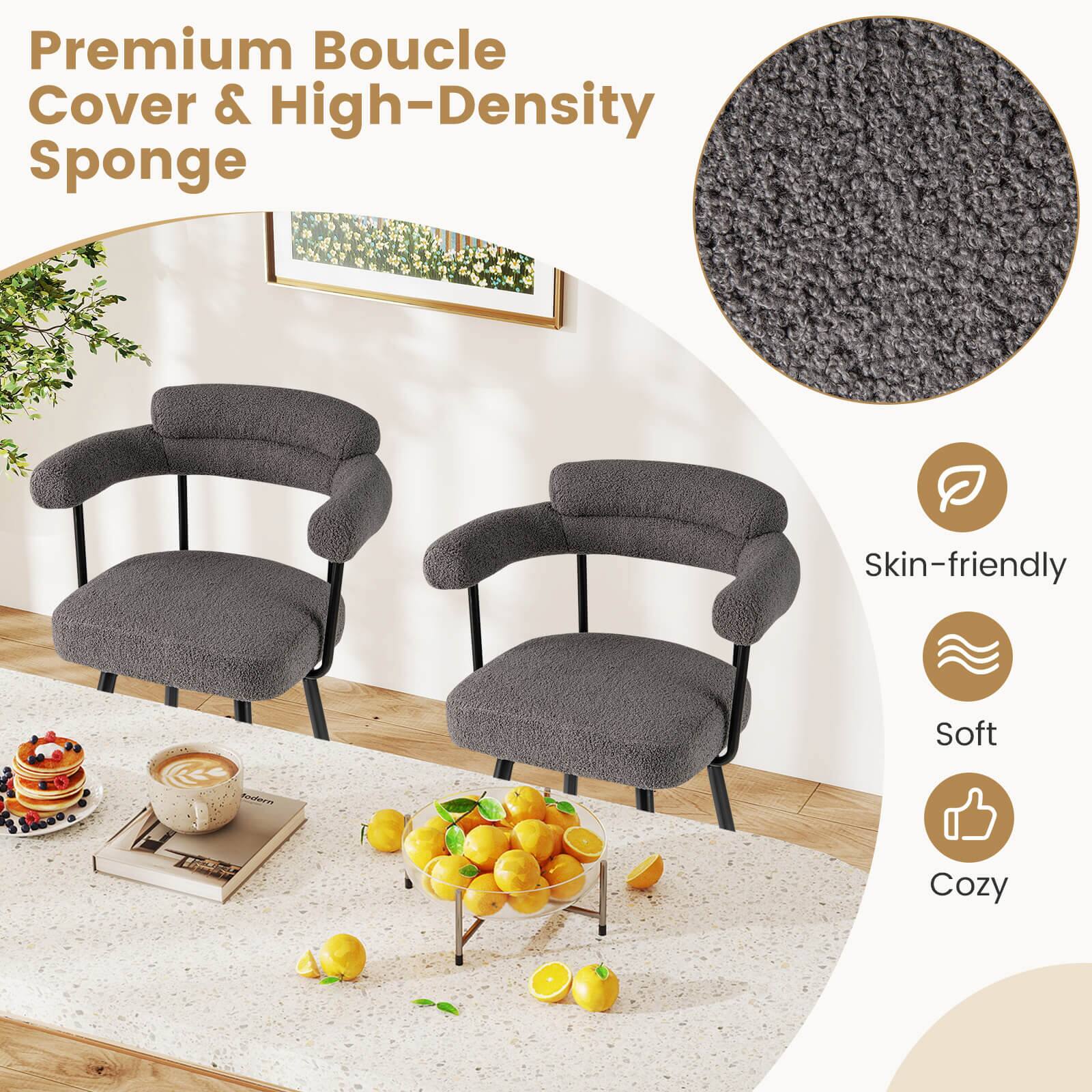 Premium Boucle Cover & High-Density Sponge

- Skin-friendly
- Soft
- Cozy