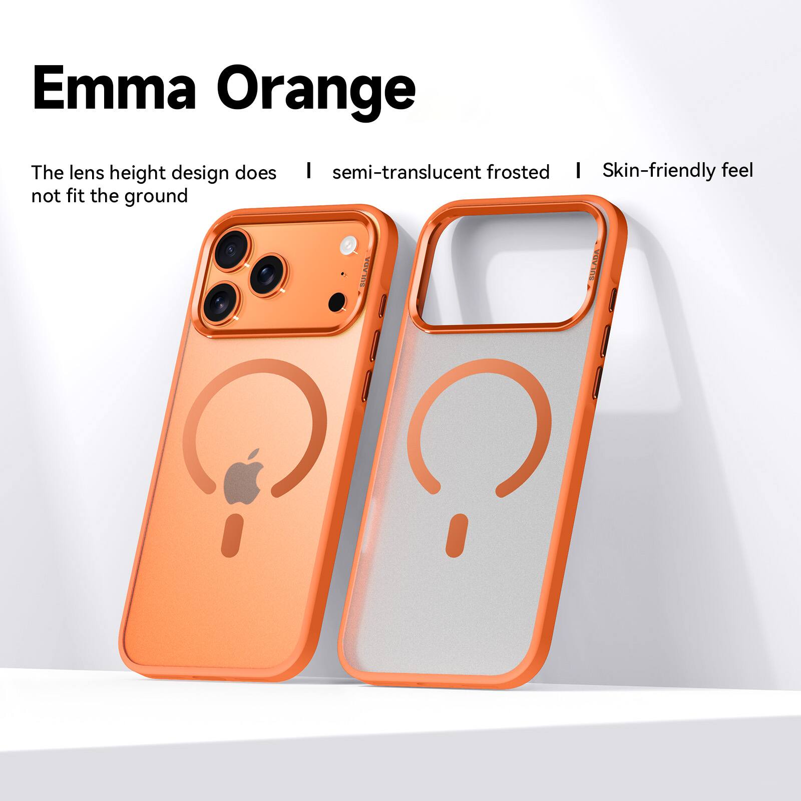 Emma Orange  
The lens height design does not fit the ground  
semi-translucent frosted  
Skin-friendly feel
