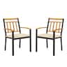 Costway - Patio Dining Chairs Set of 2 Metal Outdoor Chairs with Removable Padded Cushions - Black + Natural