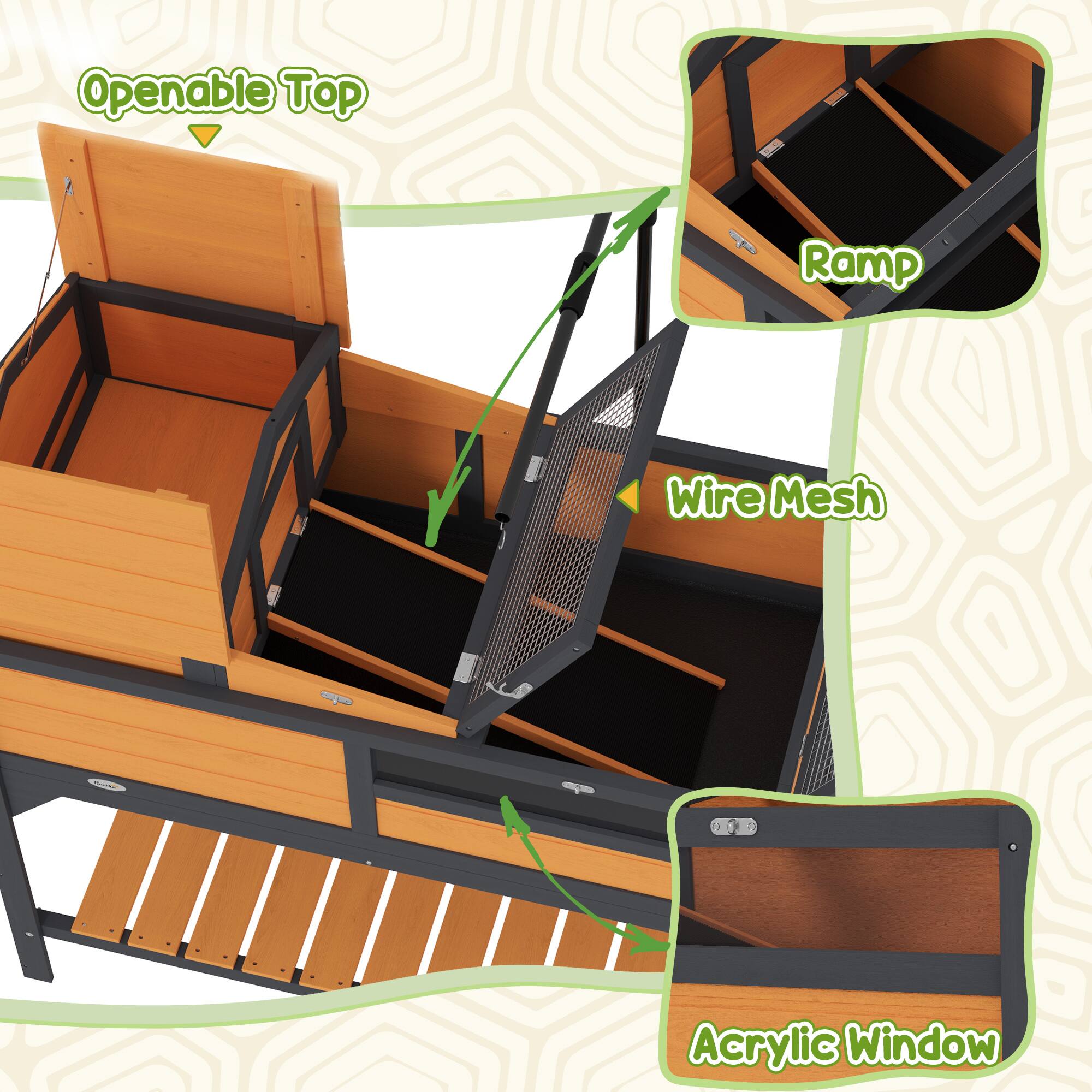 - Openable Top
- Ramp
- Wire Mesh
- Acrylic Window