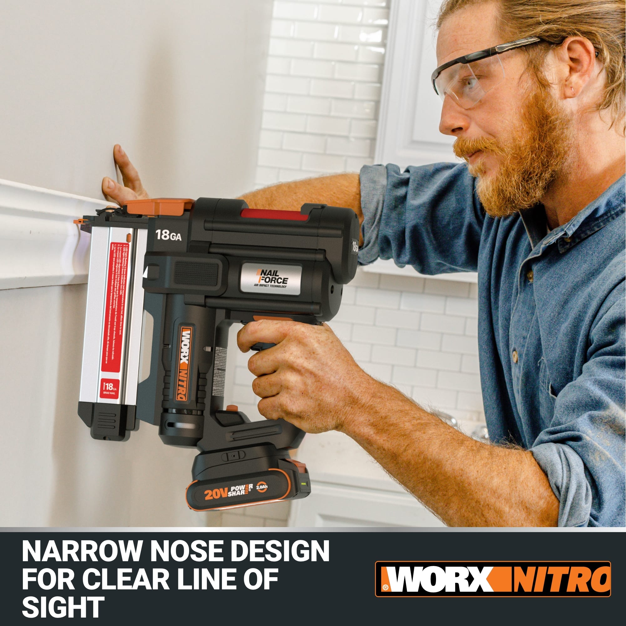 Narrow nose design for clear line of sight.