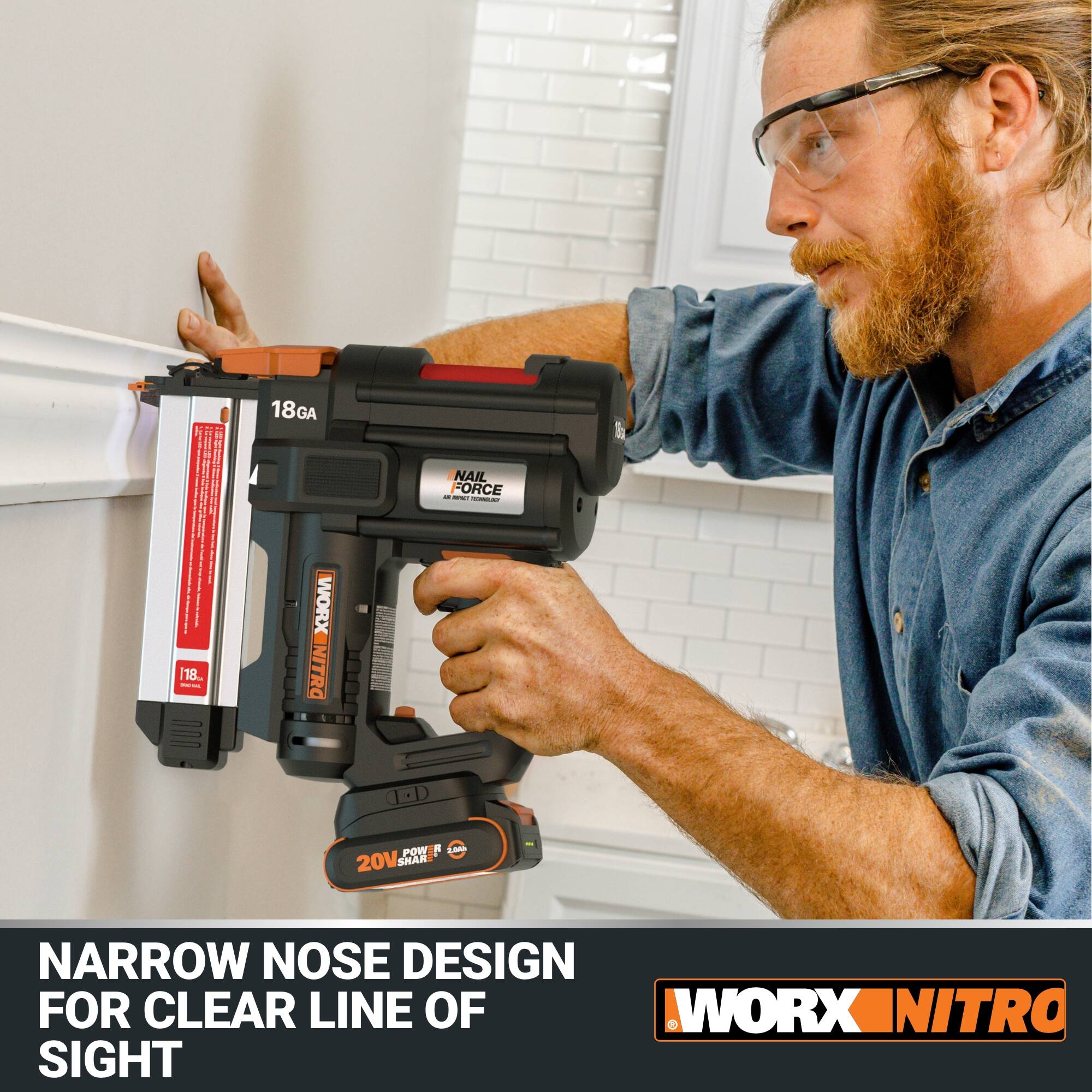 Narrow nose design for clear line of sight.