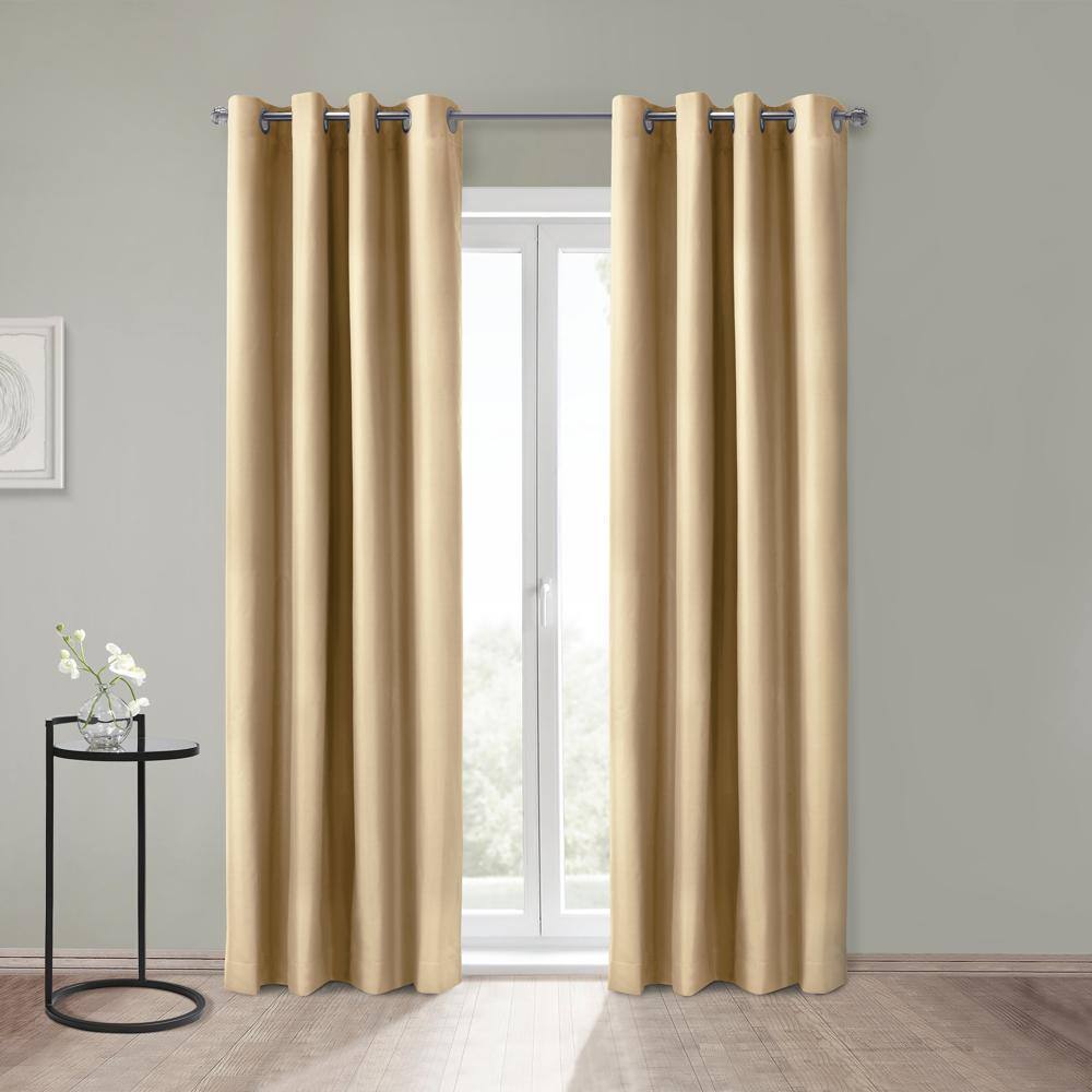 Angle. Commonwealth Home Fashions - Thermaplus Alpine Blackout Premium Stylish and Functional Grommet Curtain Panel 52" x 95" Taupe - Taupe.