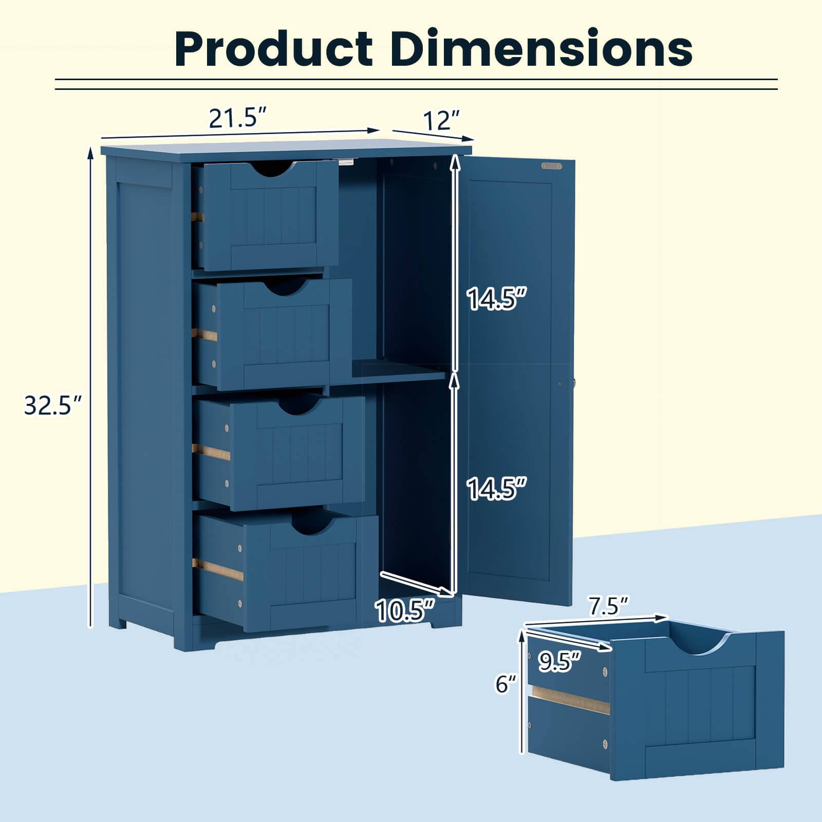 Product Dimensions: 21.5" x 12" x 32.5" x 14.5" x 14.5" x 10.5" x 7.5" x 6" x 9.5"