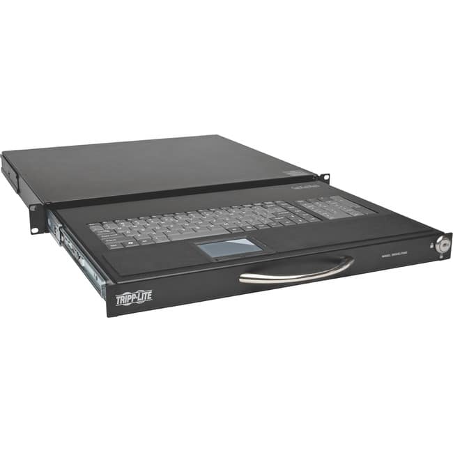 Tripp Lite - by Eaton 1U Rackmount Keyboard w KVM Cable Kit for 2-Post or 4-Post Racks - Cable Connectivity - USB - Black