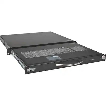 Front. Tripp Lite - Tripp Lite by Eaton 1U Rackmount Keyboard w KVM Cable Kit for 2-Post or 4-Post Racks - Cable Connectivity - USB - Black.