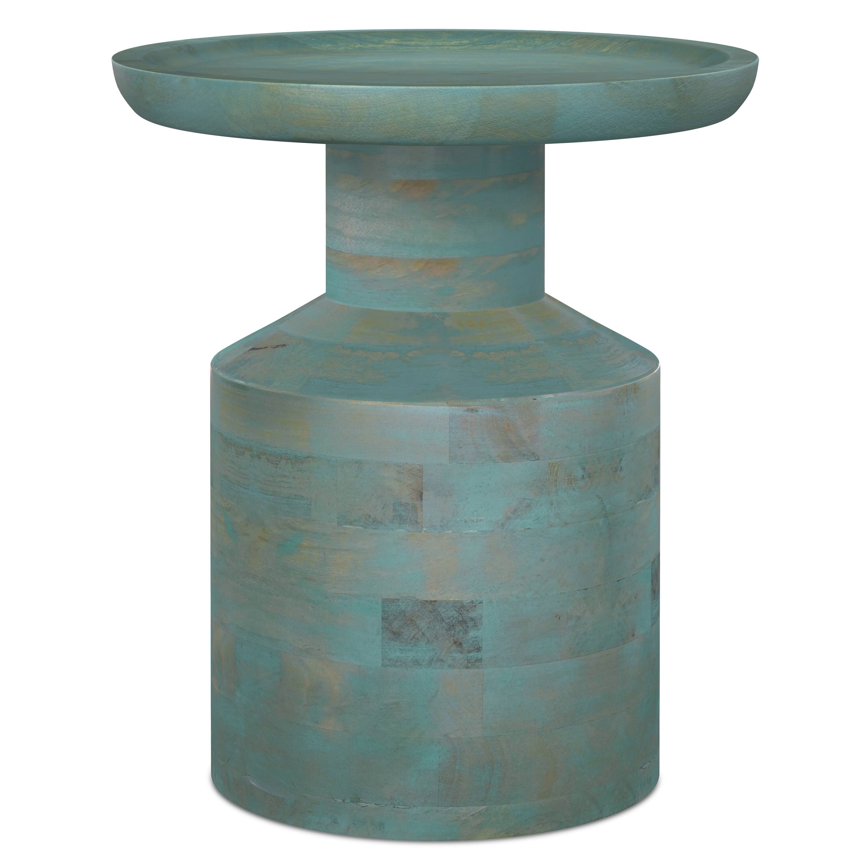 Alt View 2. Simpli Home - Haynes 16 inch Wide Solid Mango Boho Accent Table in Teal Wash, Assembled - Teal Wash.
