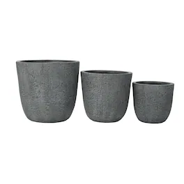 Mondawe - MGO Round Stackable Planter Set with Drainage Holes and Rubber Plug,-3 Sizes (16.93"/3.78"/11.02") - Gray