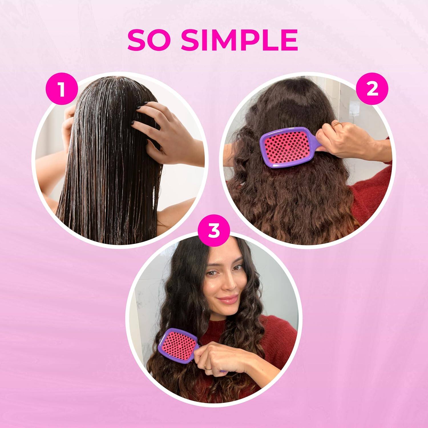 Alt View 4. FHI Heat - UNbrush Wet/Dry Detangling Hair Brush with DuoFlex™ Anti-Static Bristles - Electric Berry.