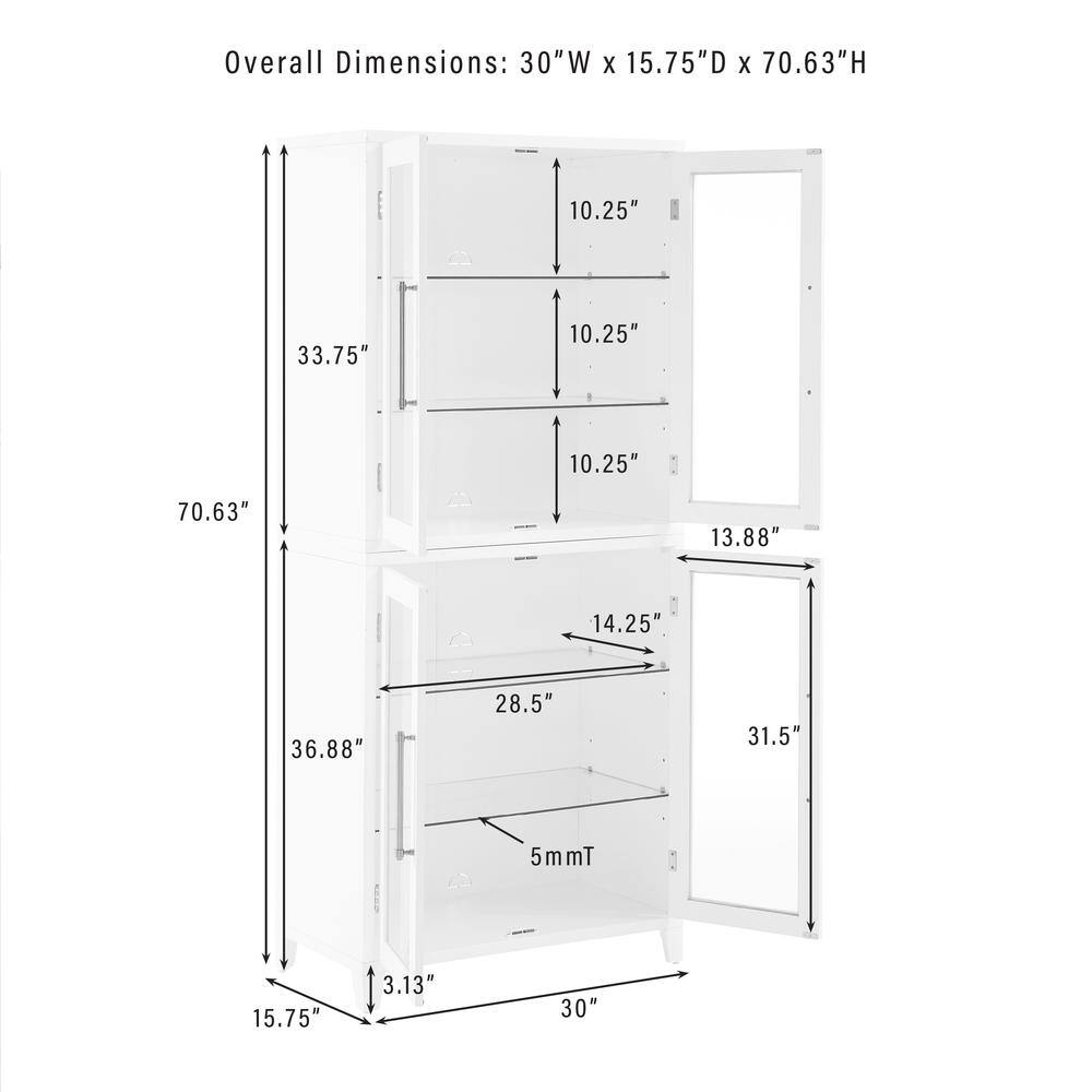 Overall Dimensions: 30"W x 15.75"D x 70.63"H

- 10.25"
- 33.75"
- 10.25"
- 10.25"
- 70.63"
- 13.88"
- 14.25"
- 36.88"
- 28.5"
- 31.5"
- 5mmT
- 15.75"
- 3.13"
- 30"