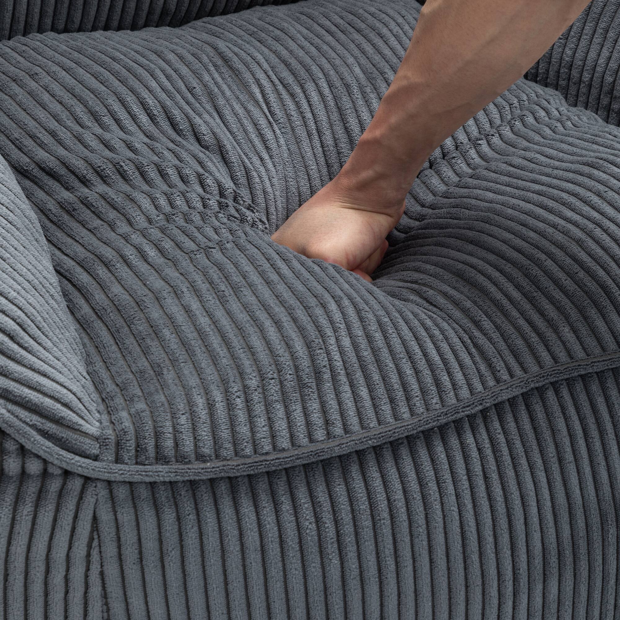 Alt View 9. GOODSILO - Large Corduroy Bean Bag Sofa Chair with Armrests and Included Filler for Living Room and Bedroom - Dark Gray.