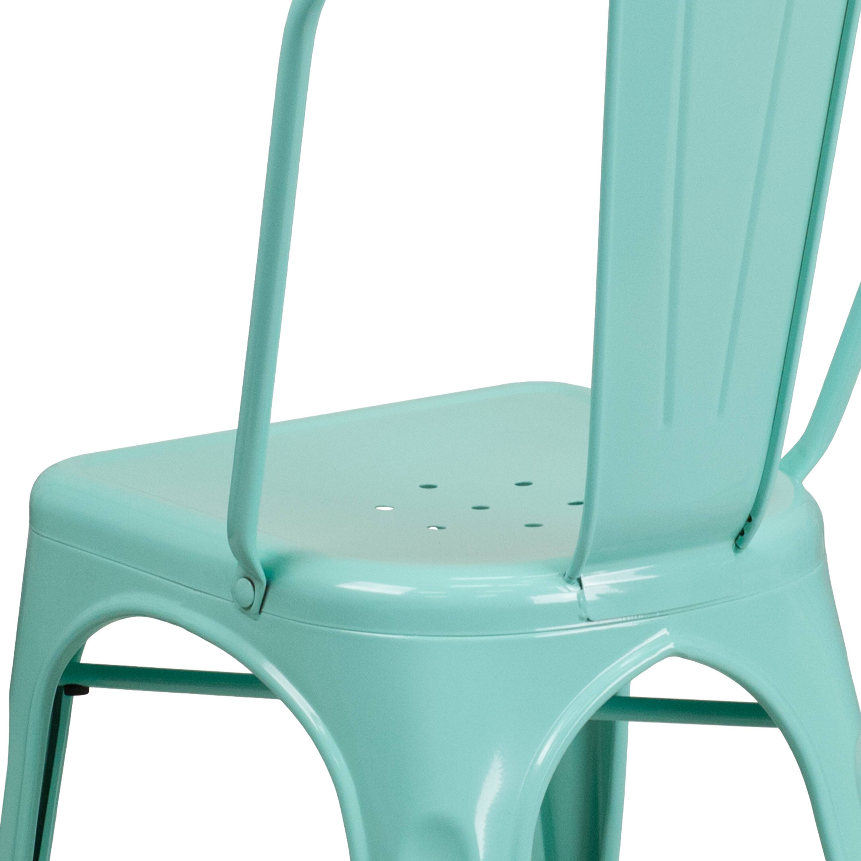 Alt View 9. Emma + Oliver - Commercial Grade 4 Pack Metal Indoor-Outdoor Stackable Chair - Mint Green.