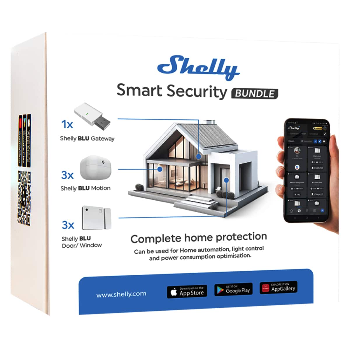 Shelly - Smart Security Bundle | Smart Security Package | Bluetooth Devices | Home Automation | iOS Android App | Bluetoot - White