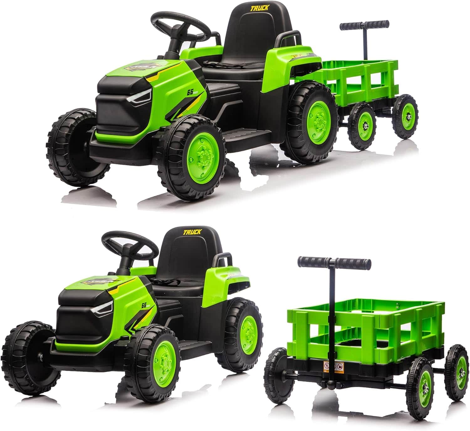 Homhougo - 12V Kids Electric Tractor with Cart, Remote Control, Outdoor Garden Play