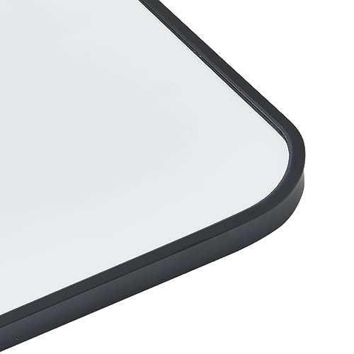 Front. Hirose Alice - Aluminum Alloy Frame Wall Mounted Bathroom Mirror With Rounded Corners fade resistant, durable, and a.