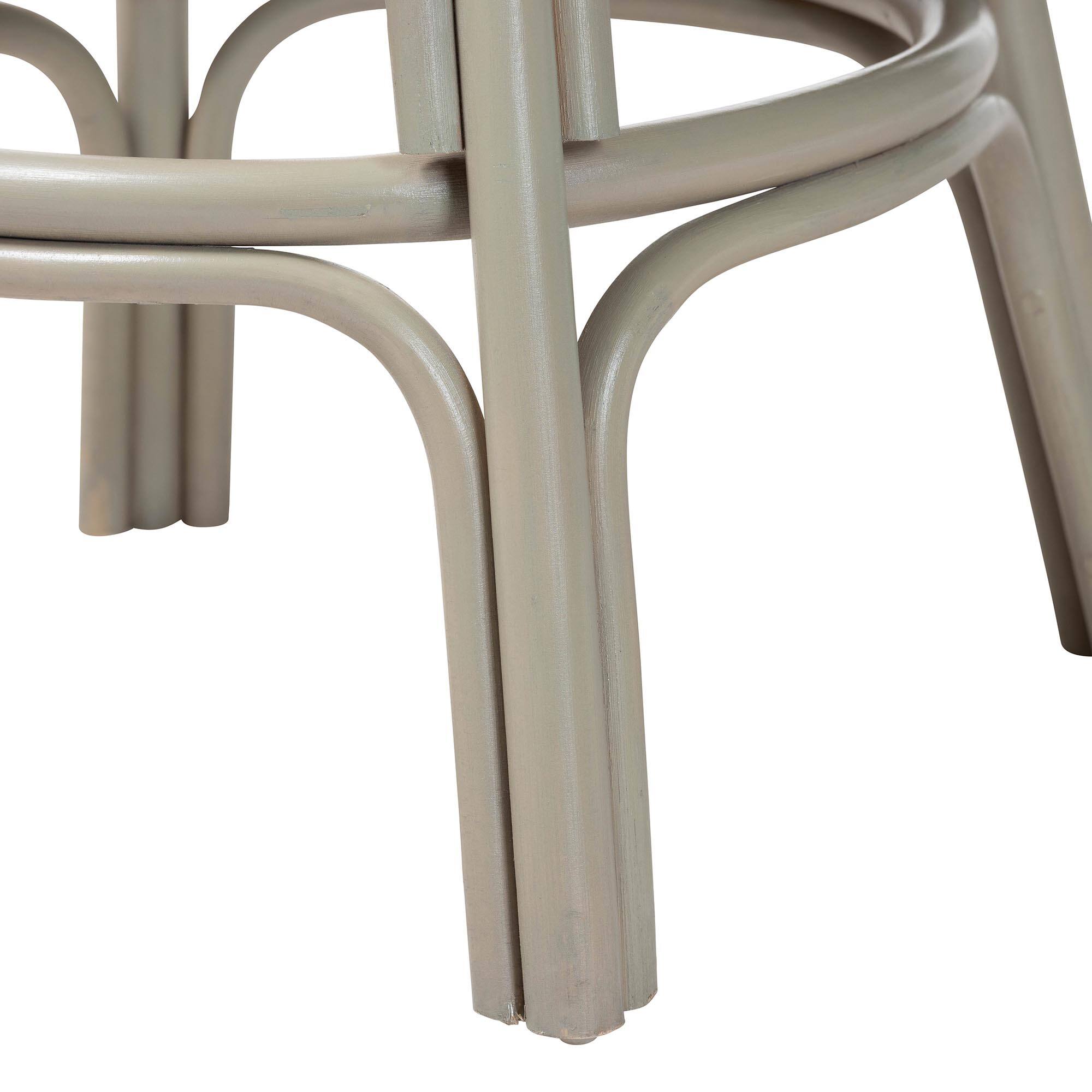 Alt View 1. bali & pari - Bella Swivel Rattan Bar Stool with Cushion - Handwoven Wicker Bar Chair with Backrest and Footrest - French Grey.