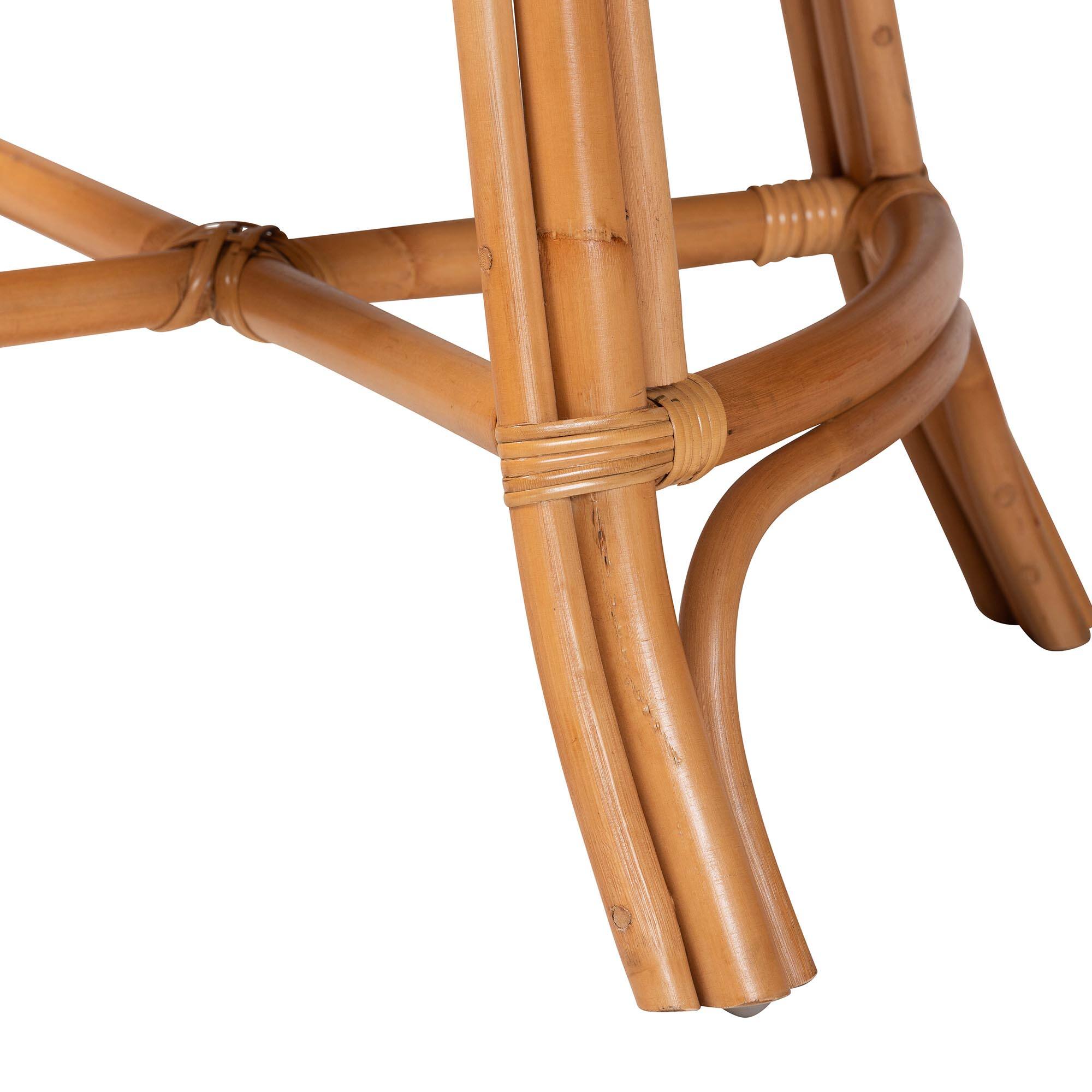 Alt View 2. bali & pari - bali & pari Amina Natural Rattan Counter Stool - Handwoven Wicker Stool with Swivel Seat and Upholstered Cushion - Light Honey.