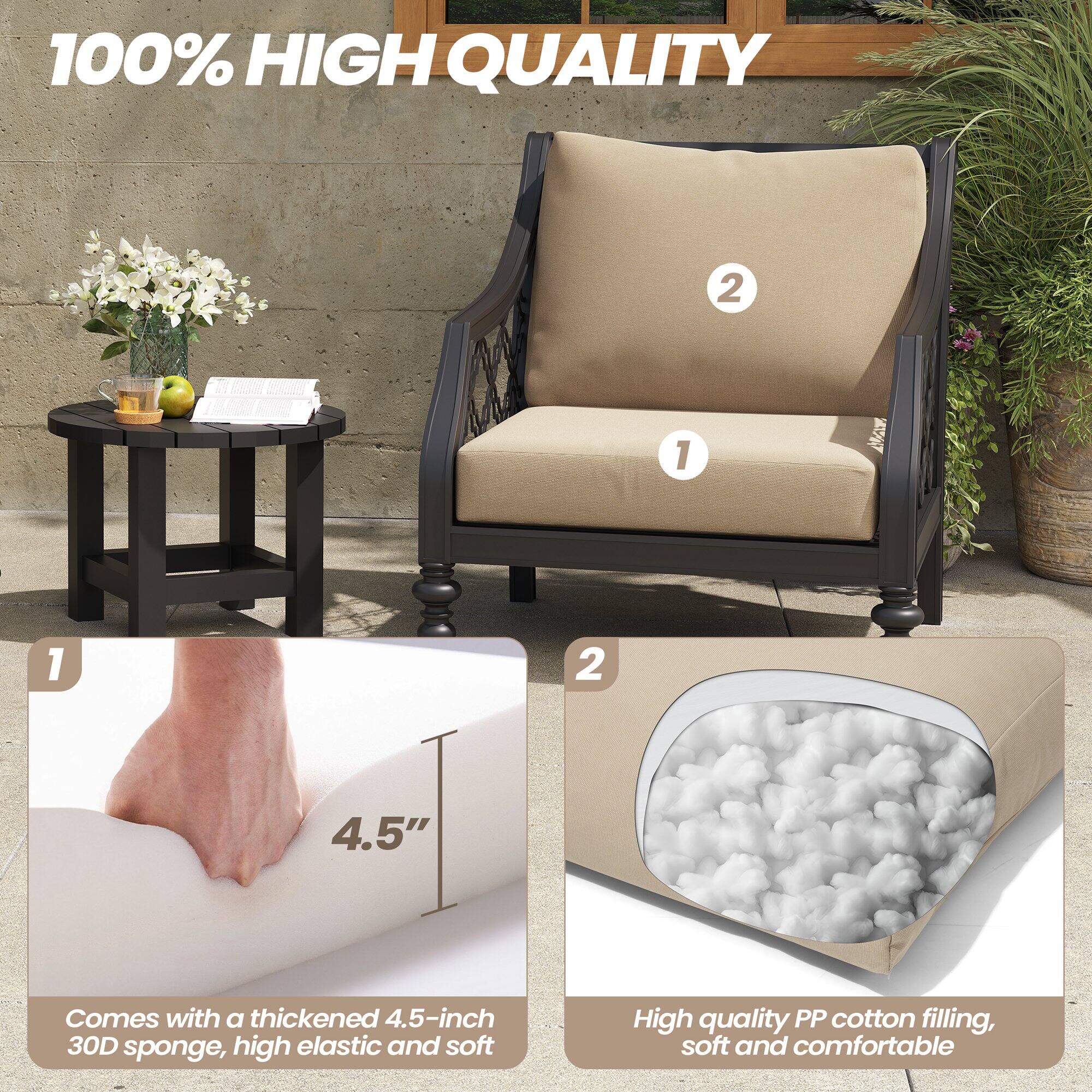 100% HIGH QUALITY

1. Comes with a thickened 4.5-inch 30D sponge, high elastic and soft
2. High quality PP cotton filling, soft and comfortable