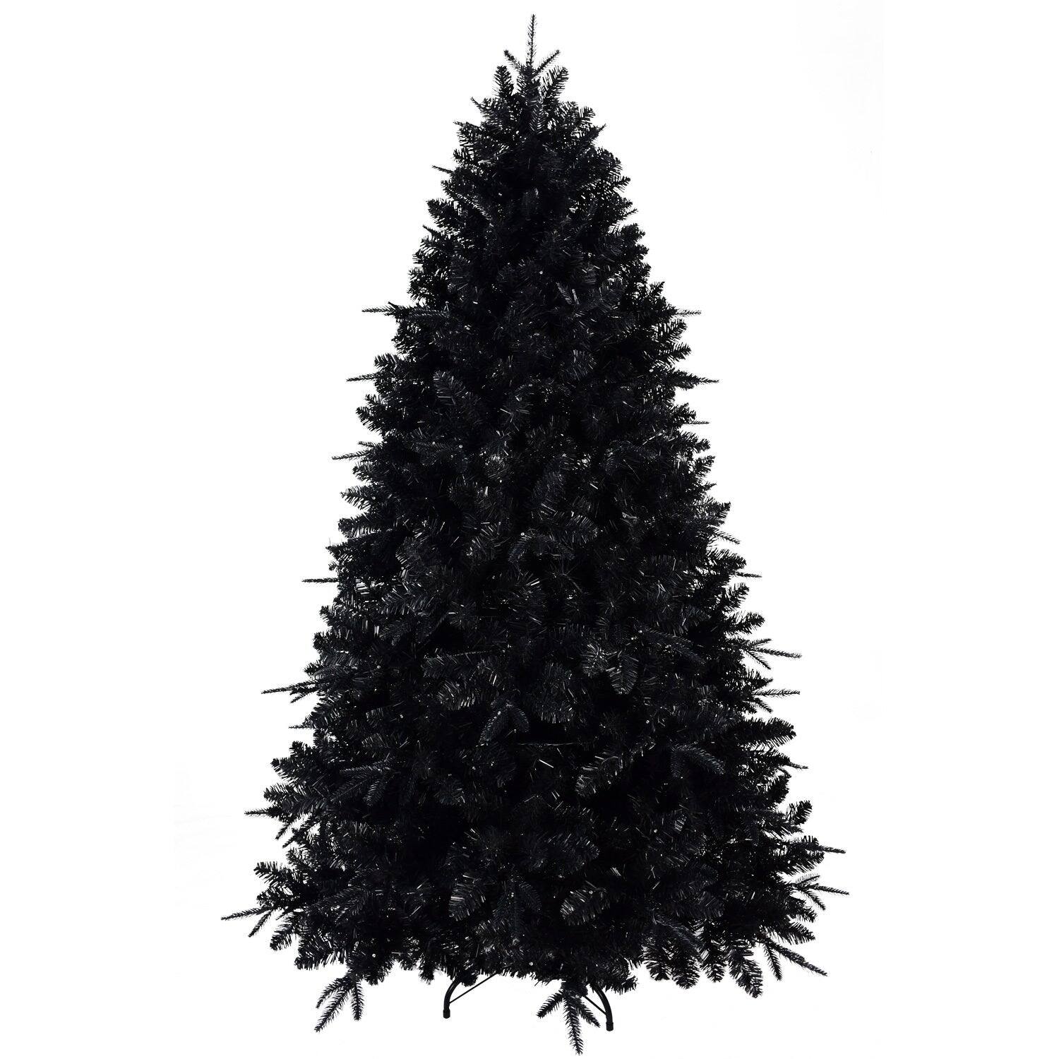 BreeBe - 7.5ft Christmas Tree with 500 White LED Lights - Black