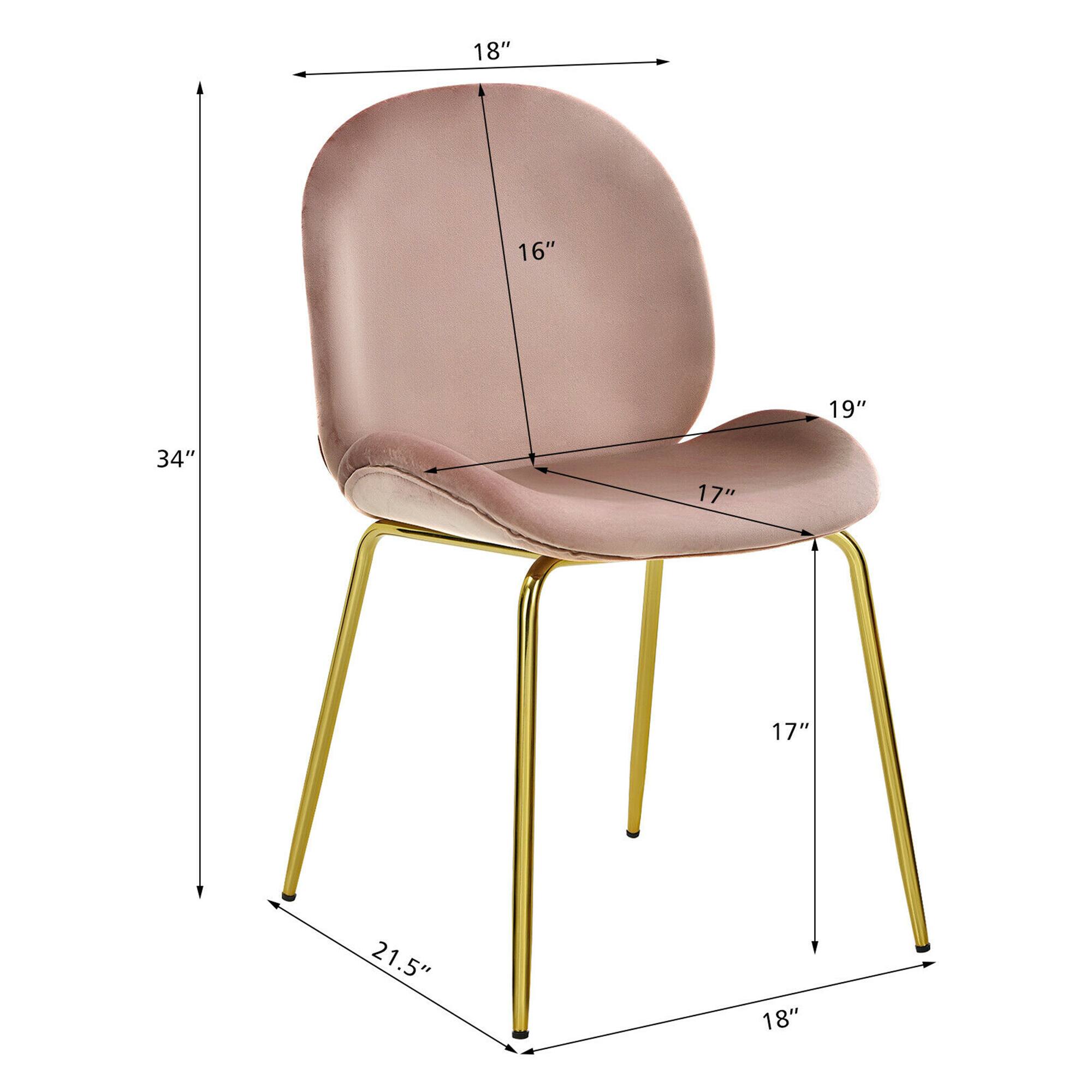 The dimensions of the chair are as follows:

- Width: 18"
- Depth: 16"
- Height: 34"
- Seat Height: 17"
- Seat Depth: 19"
- Armrest Height: 18"
- Leg Width: 18"
- Overall Width: 19"
- Overall Depth: 17"
- Overall Height: 21.5"