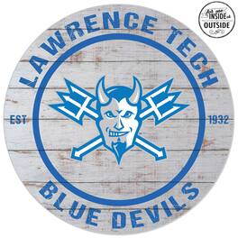 Jardine - Lawrence Technological University Blue Devils 20'' Indoor/Outdoor Weathered Circle Sign - White
