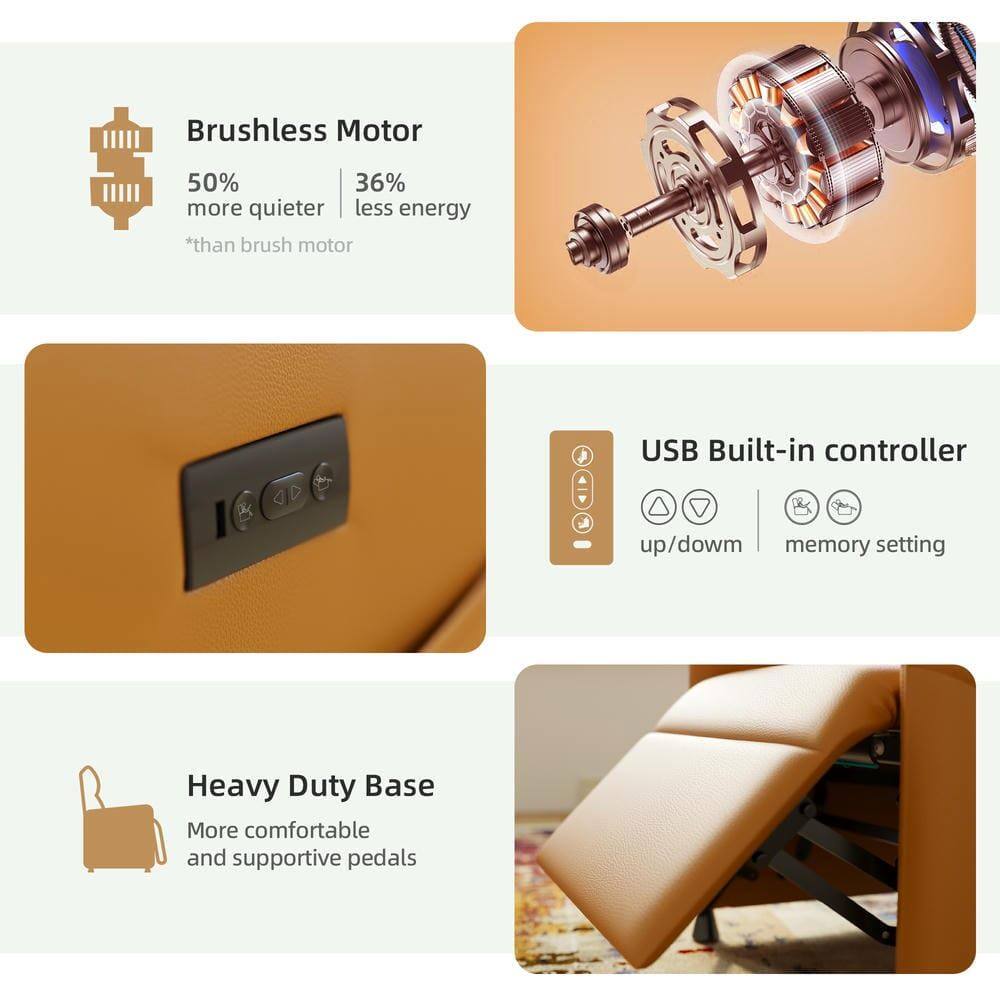 Brushless Motor  
50% more quieter  
36% less energy  
*than brush motor  

USB Built-in controller  
up/down  
memory setting  

Heavy Duty Base  
More comfortable and supportive pedals
