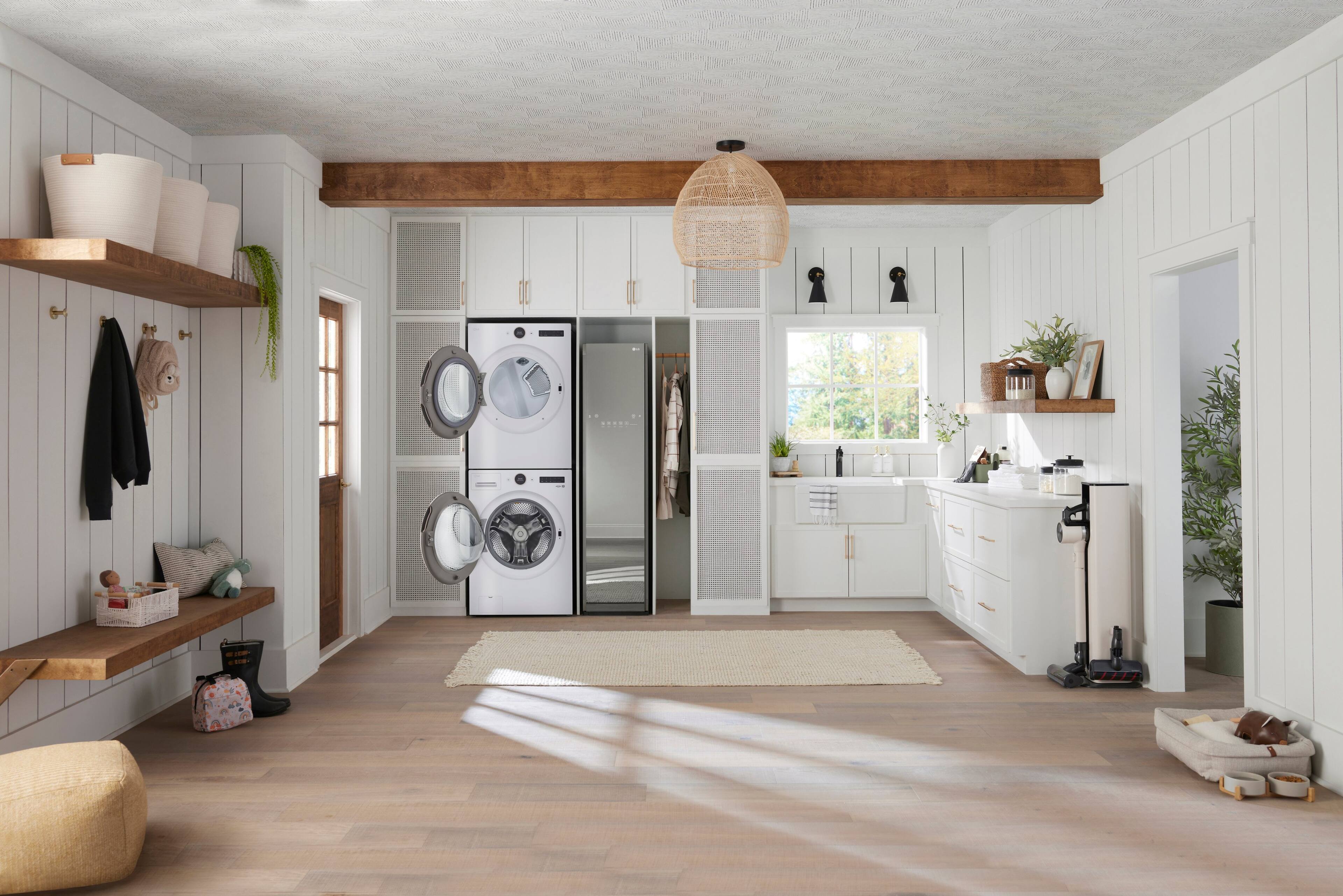 Alt View 34. LG - 7.4 Cu. Ft. Stackable Smart Electric Dryer with Steam and Sensor Dry - White.