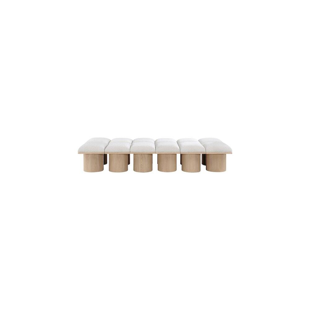 Alt View 1. Meridian Furniture - Pavilion Cream Boucle Fabric Bench - Beige.
