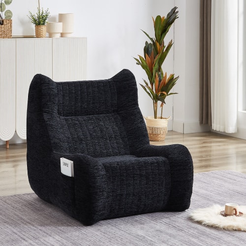 Anysun - Oversized Bean Bag Chair with Armrests - Comfy Floor Sofa Lounge for Living Room & Bedroom - Black
