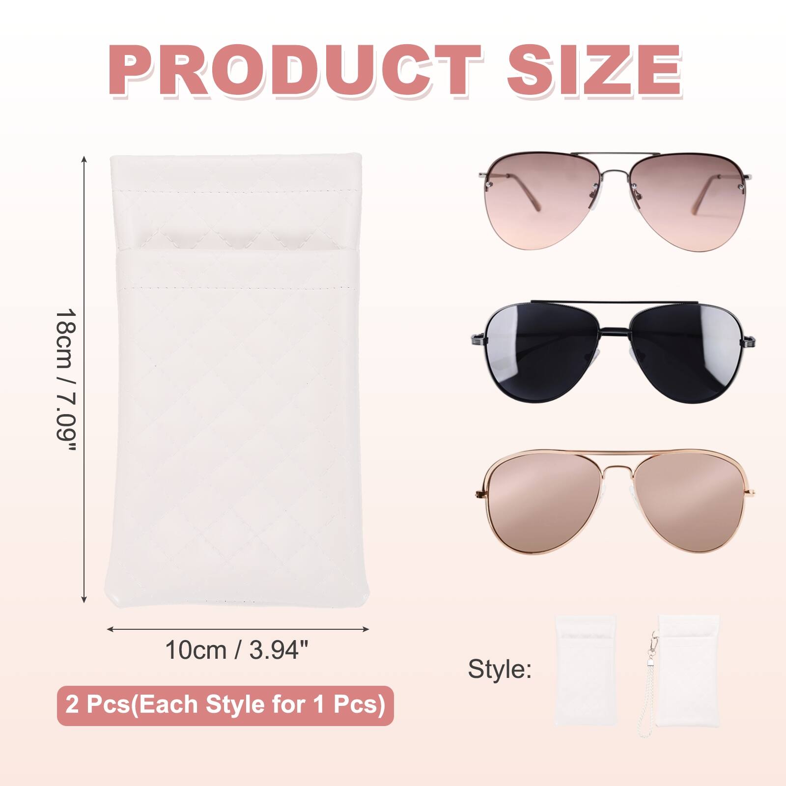 PRODUCT SIZE  
18cm / 7.09"  
10cm / 3.94"  
2 Pcs (Each Style for 1 Pcs)  
Style: