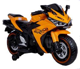 BreeBe - 12V Kids Electric Motorcycle ride on Toy w/ Training Wheels, Manual Throttle, Lighting Wheels for Ages 3–6 Boys & Girls - Orange