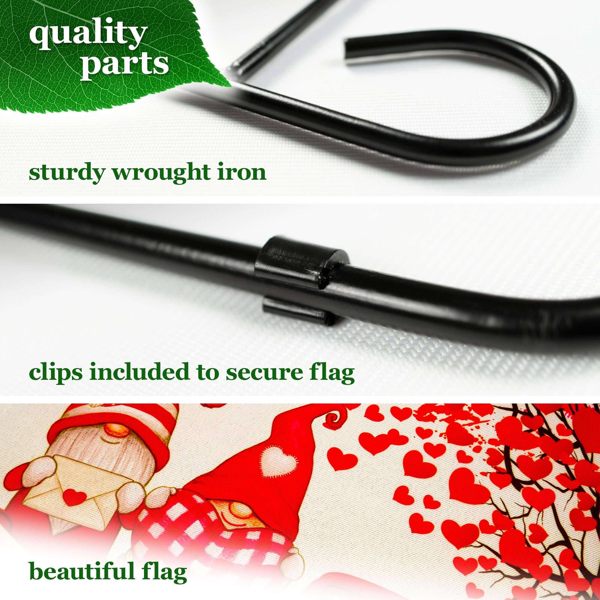- quality parts
- sturdy wrought iron
- clips included to secure flag
- beautiful flag