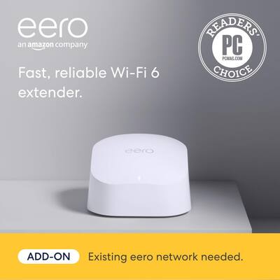 eero 6 AX1800 Dual Band Mesh Wi Fi 6 Extender (1 pack, Add eero 6 AX1800 Dual Band Mesh Wi Fi 6 Extender (1 pack, Add