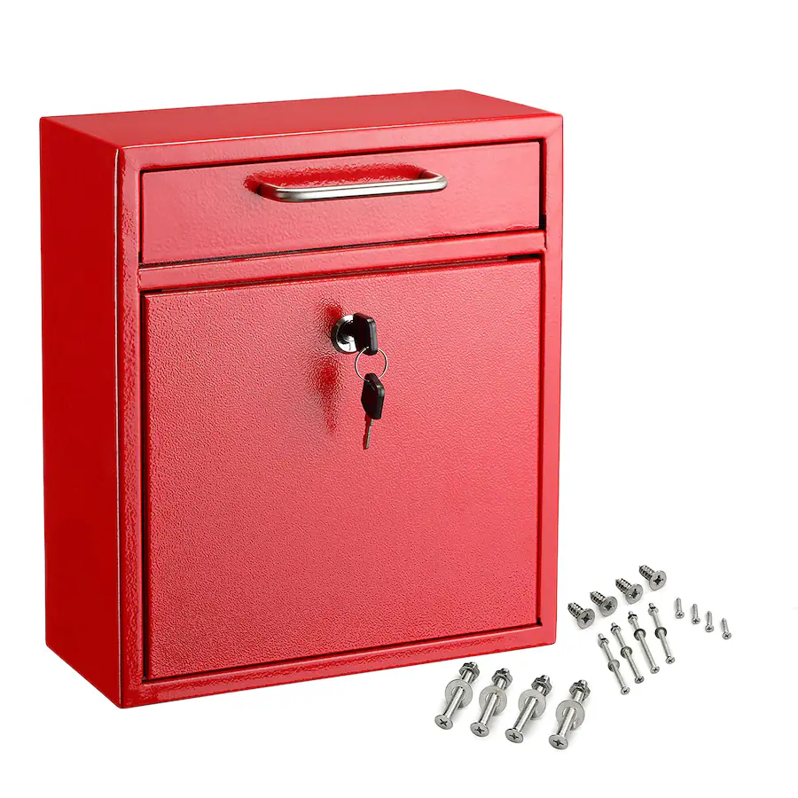AdirOffice Drop Box Medium Steel Wall Mounted Drop Box Mailbox with Key ...