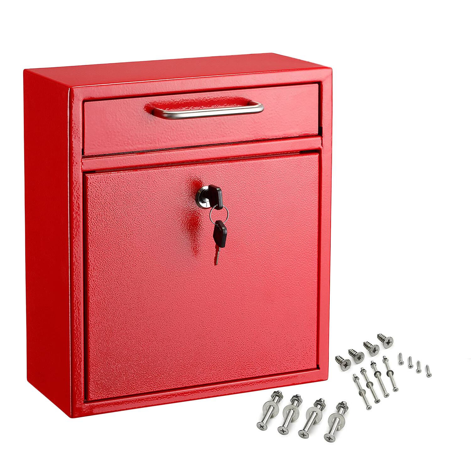 Alt View 7. AdirOffice - Medium Steel Wall-Mounted Drop Box Safe with Key Lock - Red.