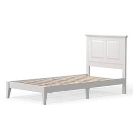 Hivvago - Twin Traditional Solid Oak Wooden Platform Bed Frame with Headboard - White