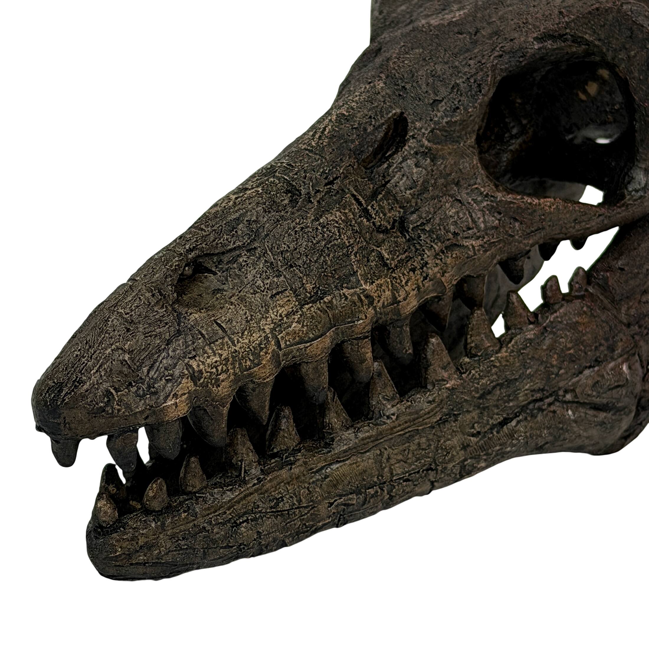 Alt View 8. Things2Die4 - Mosasaurus Statue Brown Resin Prehistoric Tabletop Decor 7.5 Inch - Brown.