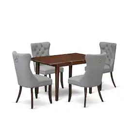 East West Furniture - 5 Piece Dining Table Set Consists of a Rectangle Wooden Table - Red