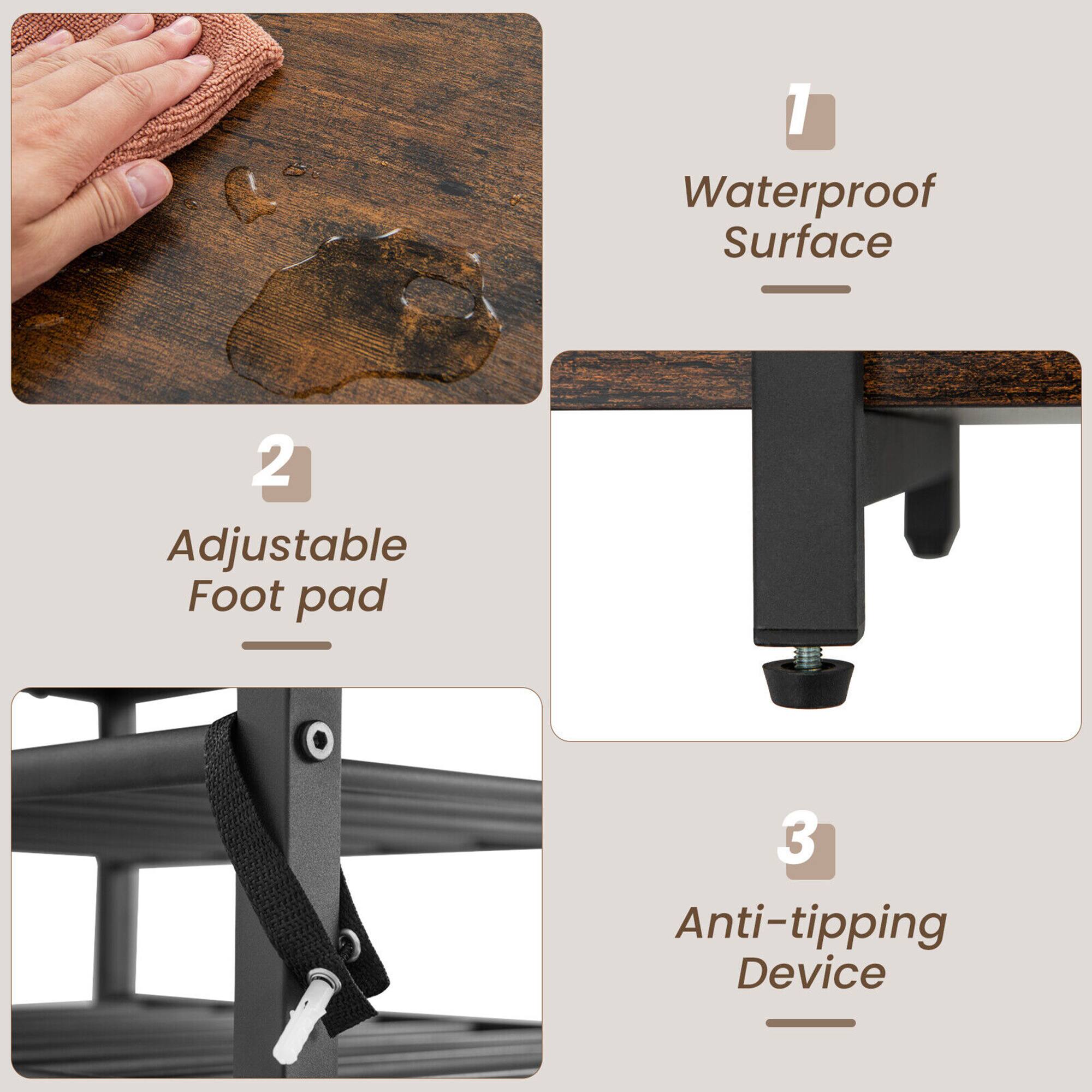1. Waterproof Surface  
2. Adjustable Foot Pad  
3. Anti-tipping Device