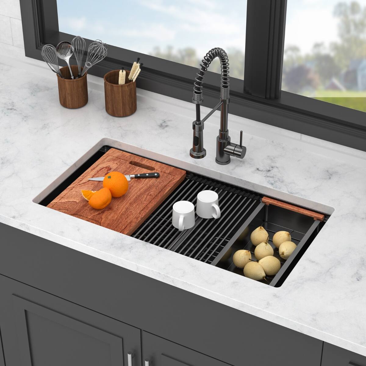 Ropilly 36 inch double bowl undermount kitchen sink, stainless steel ...