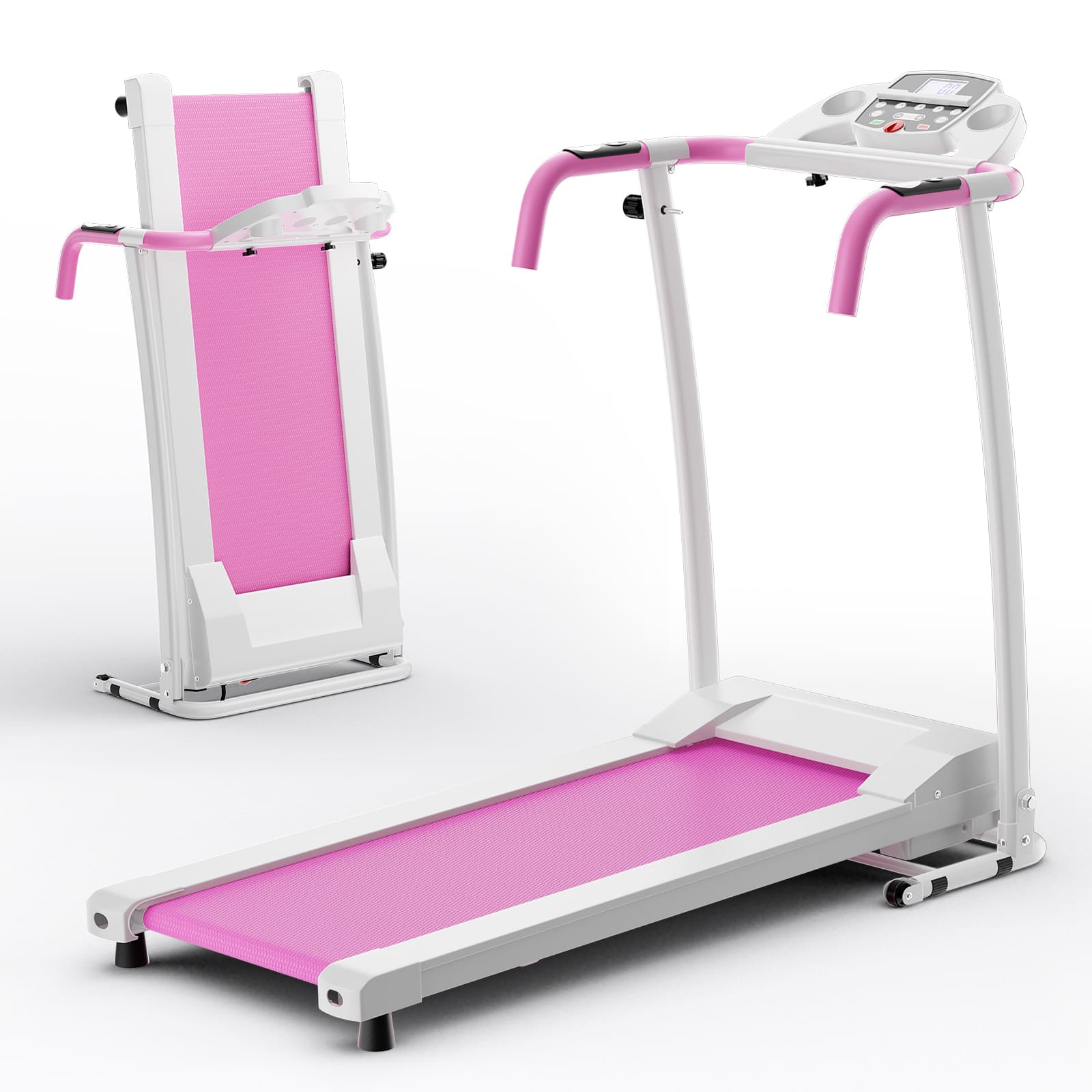 Front. Costway - 2 HP Folding Treadmill Motorized Running Machine 12 Preset Program & LCD Display - White.