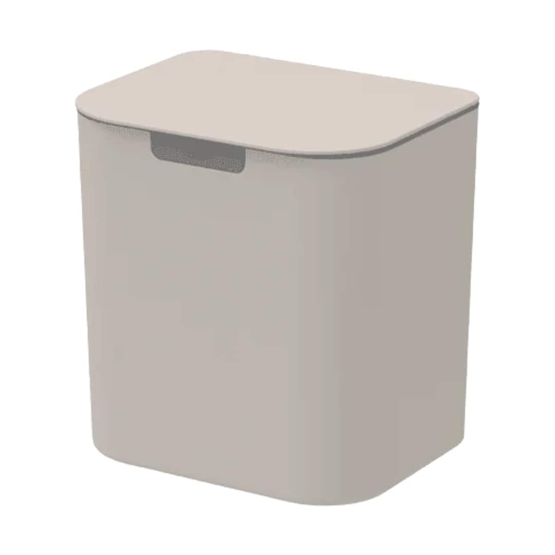 OU - Wall-Mounted Bathroom Trash Can, 1.3 Gal Self-Adhesive Hanging Bin with Lid & Removable Bag Ring, Space-Saving Design - Beige price history on PriceWatchPro