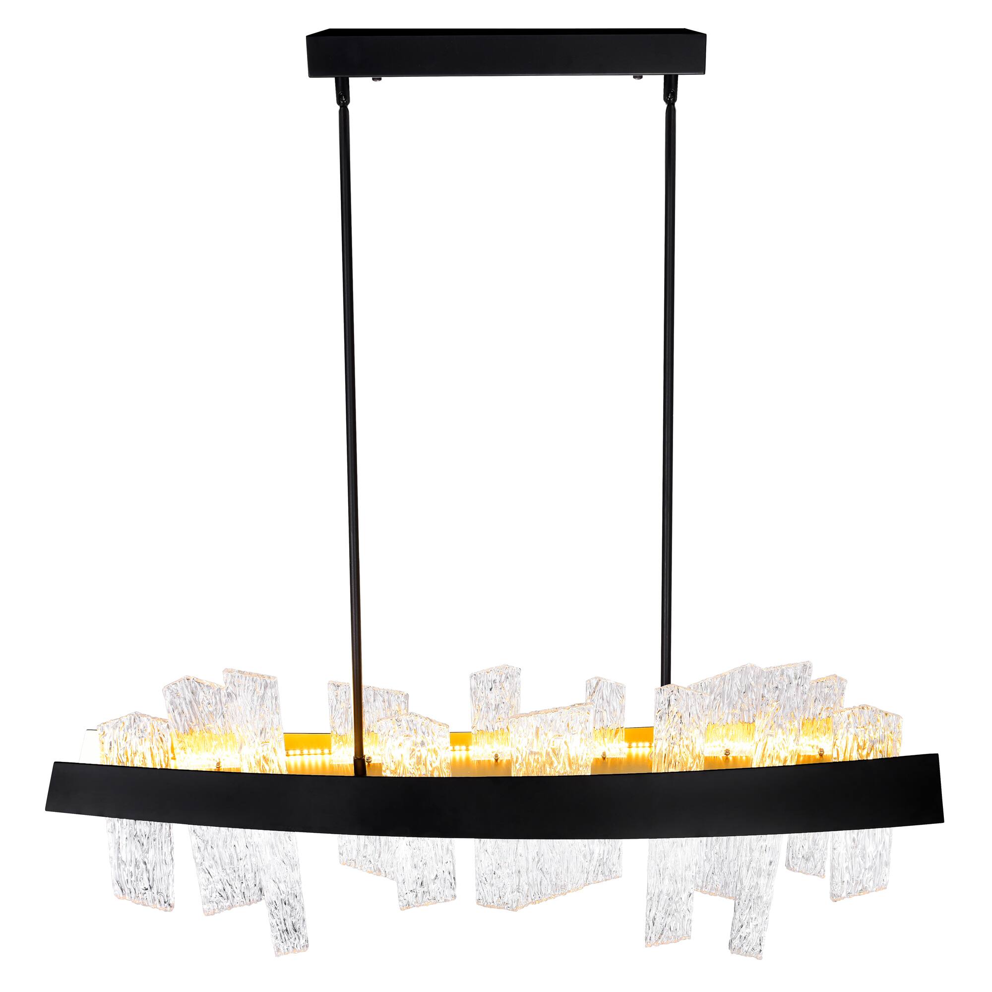 Left. CWI Lighting - Guadiana 39 in LED Black Chandelier - Black & Satin Gold.