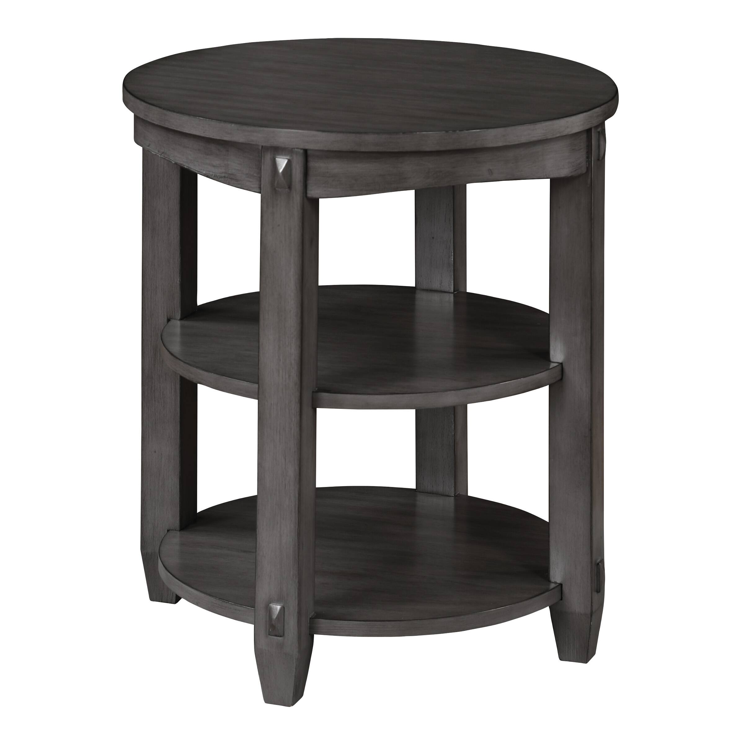 Angle. OSP Home Furnishings - Lane 3-Shelf Round End Table - Slate Grey.