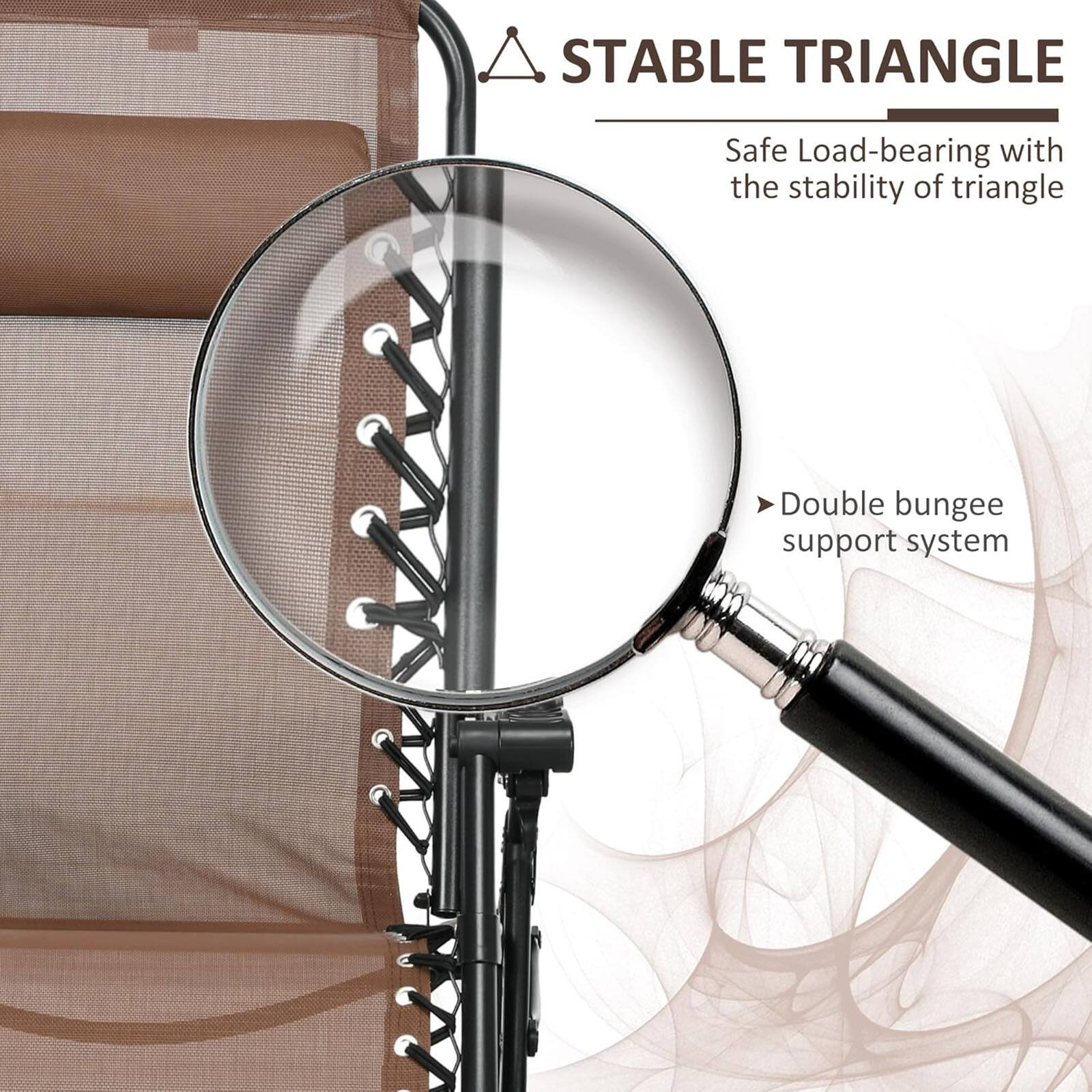 STABLE TRIANGLE  
Safe Load-bearing with the stability of triangle  
Double bungee support system